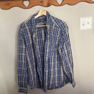 Blue and Cream Plaid Shirt Flannel
